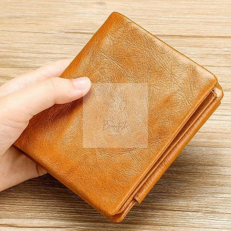 Men Rfid Leather Tri-fold Wallet - Genuine Leather - Black
