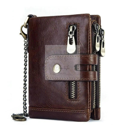 Men Rfid Leather Tri-fold Wallet - Secure & Stylish - Black