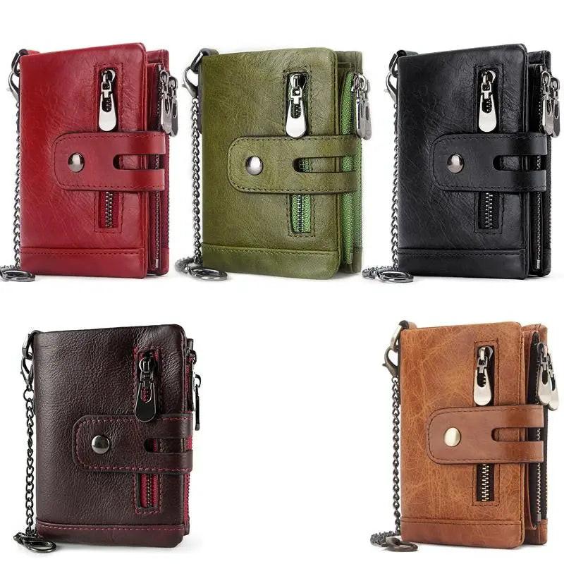 Men Rfid Leather Tri-fold Wallet - Secure & Stylish - Black