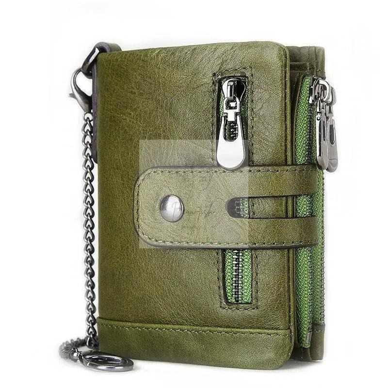 Men Rfid Leather Tri-fold Wallet - Secure & Stylish - Black