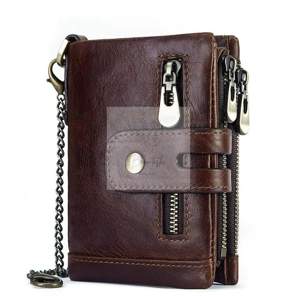 Men Rfid Leather Tri-fold Wallet - Secure & Stylish - Black