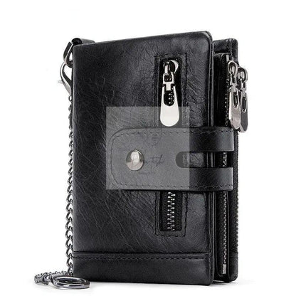 Men Rfid Leather Tri-fold Wallet - Secure & Stylish - Black