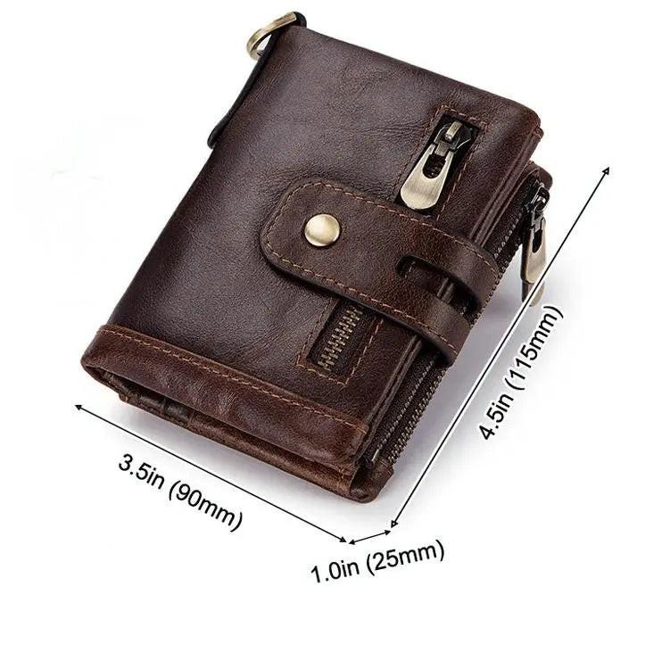 Men Rfid Leather Tri-fold Wallet - Secure & Stylish - Black
