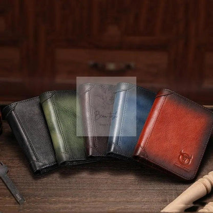 Men Rfid Leather Wallet with Coin Clip - Black
