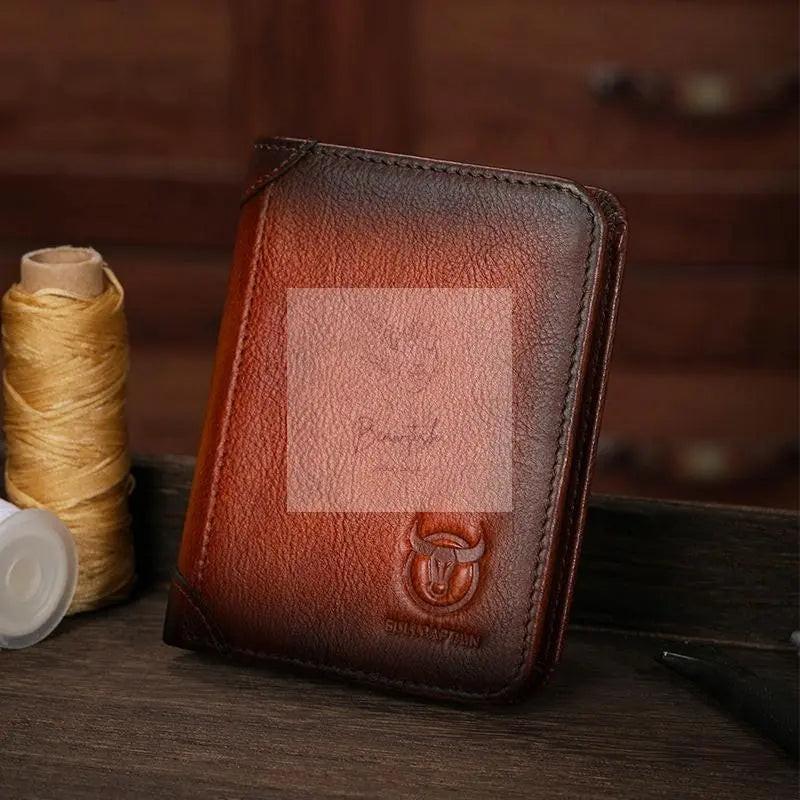 Men Rfid Leather Wallet with Coin Clip - Black