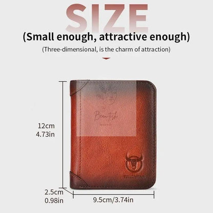 Men Rfid Leather Wallet with Coin Clip - Coffee