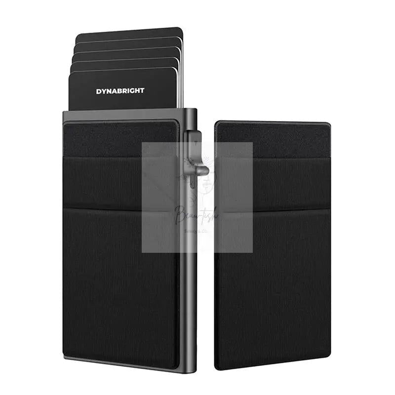 Men Slim Metal Rfid Blocking Wallet - Black