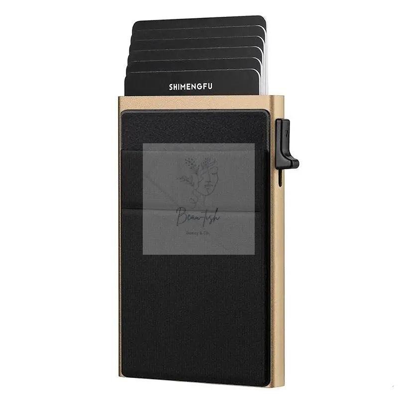 Men Slim Metal Rfid Blocking Wallet - Black