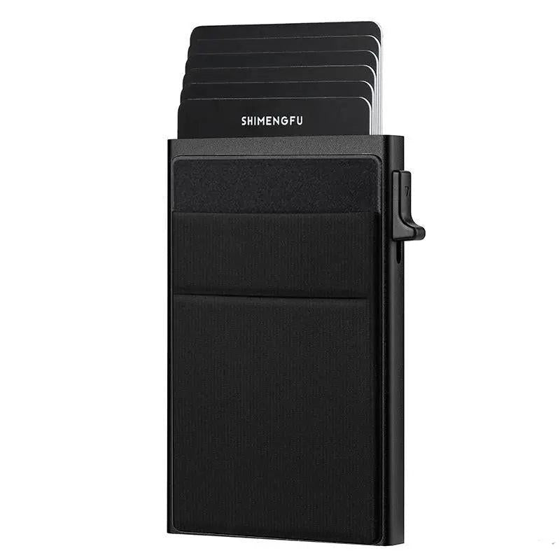 Men Slim Metal Rfid Blocking Wallet - Black