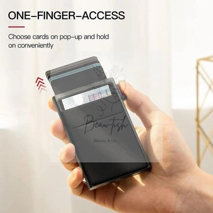 Men Slim Metal Rfid Blocking Wallet - Black