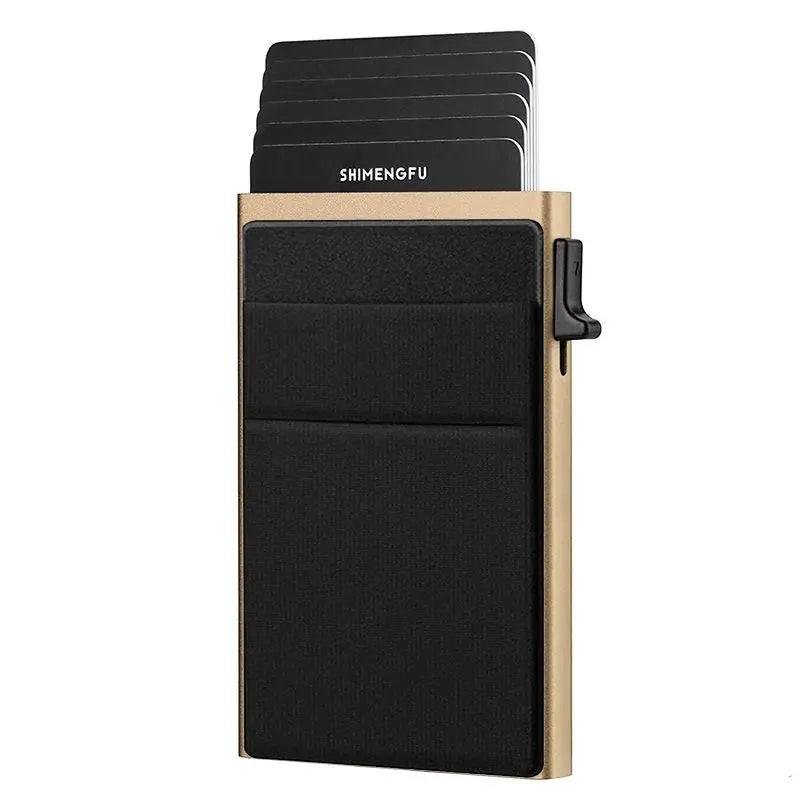 Men Slim Metal Rfid Blocking Wallet - Gold