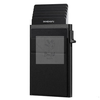 Men Slim Metal Rfid Blocking Wallet - Gold