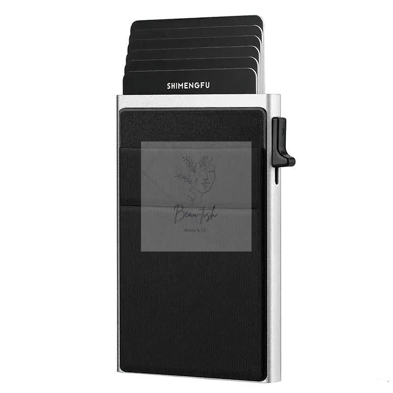 Men Slim Metal Rfid Blocking Wallet - Silver