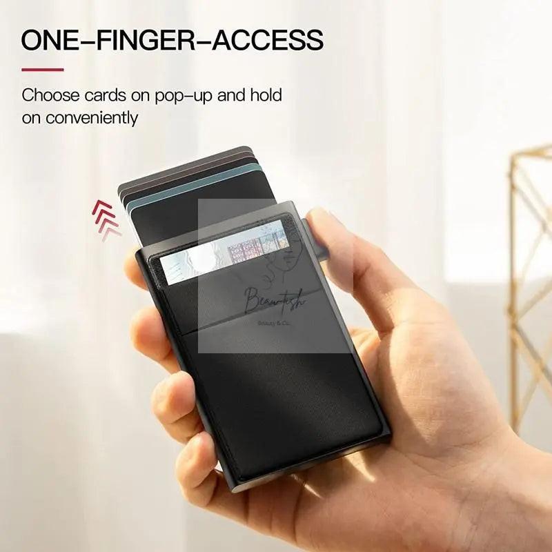 Men Slim Metal Rfid Blocking Wallet - Silver
