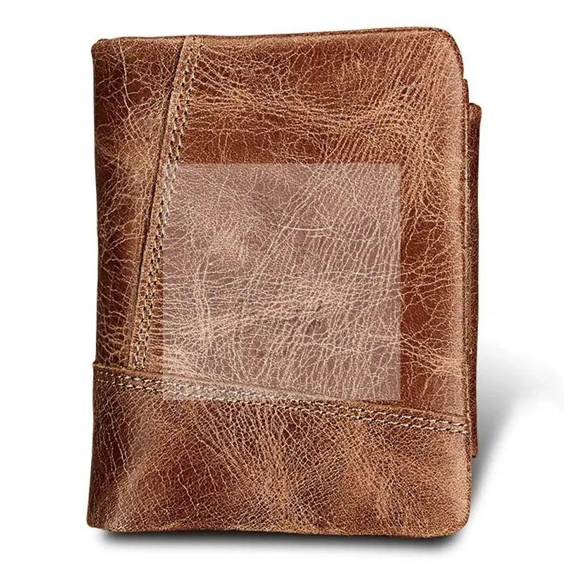 Men Taupe Leather Rfid Card Holder Wallet