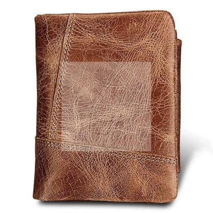 Men Taupe Leather Rfid Card Holder Wallet