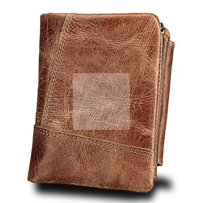 Men Taupe Leather Rfid Card Holder Wallet