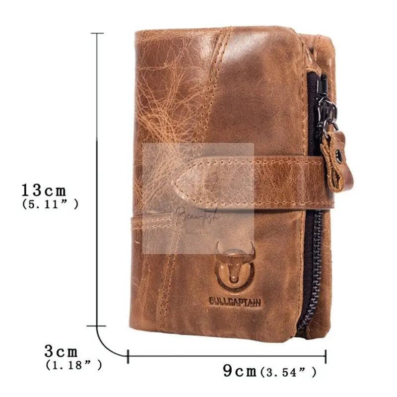 Men Vertical Cowhide Wallet with Rfid Blocking - Coffee