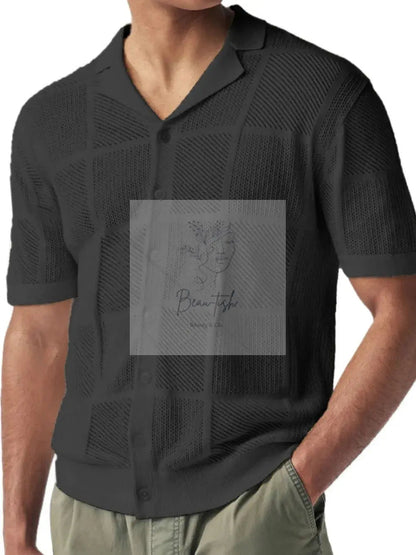 Men's Button Down Checkered Eyelet Shirt