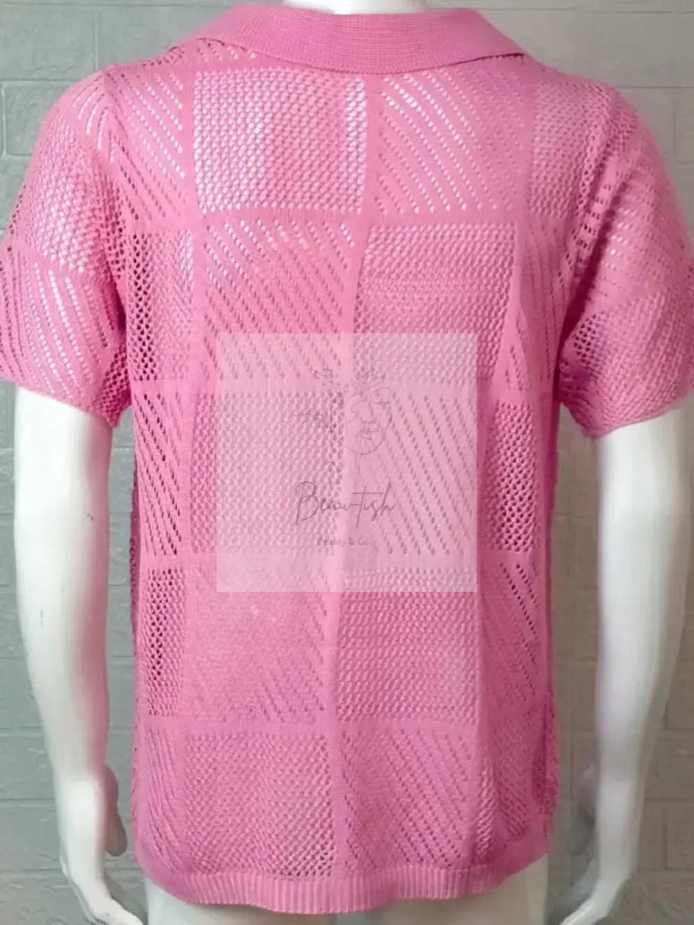 Men's Button Down Checkered Eyelet Shirt