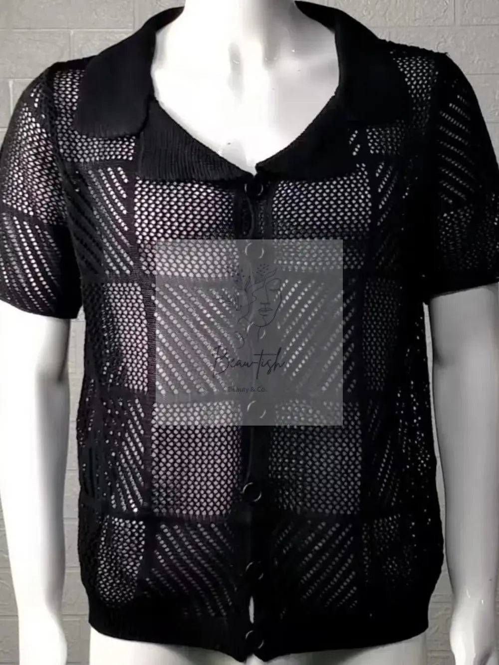 Men's Button Down Checkered Eyelet Shirt