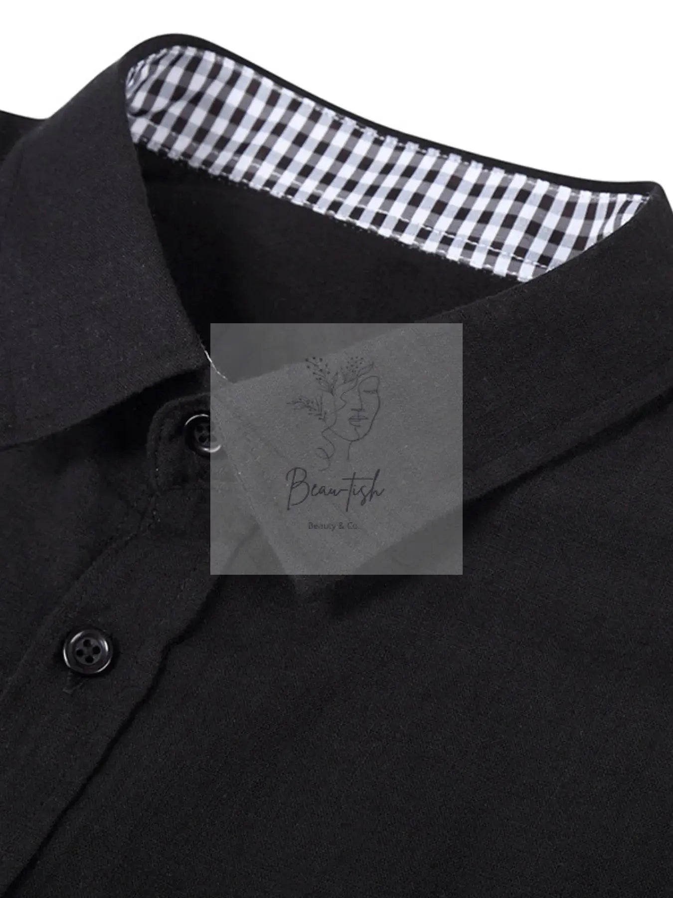 Men's Button - Down Shirt with Gingham Contrast
