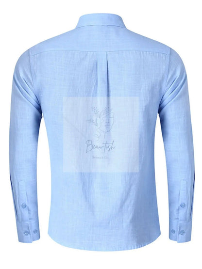 Men's Button - Down Shirt with Gingham Contrast