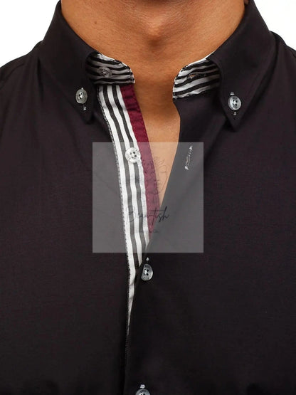 Men's Button-Down Shirt with Striped Detail