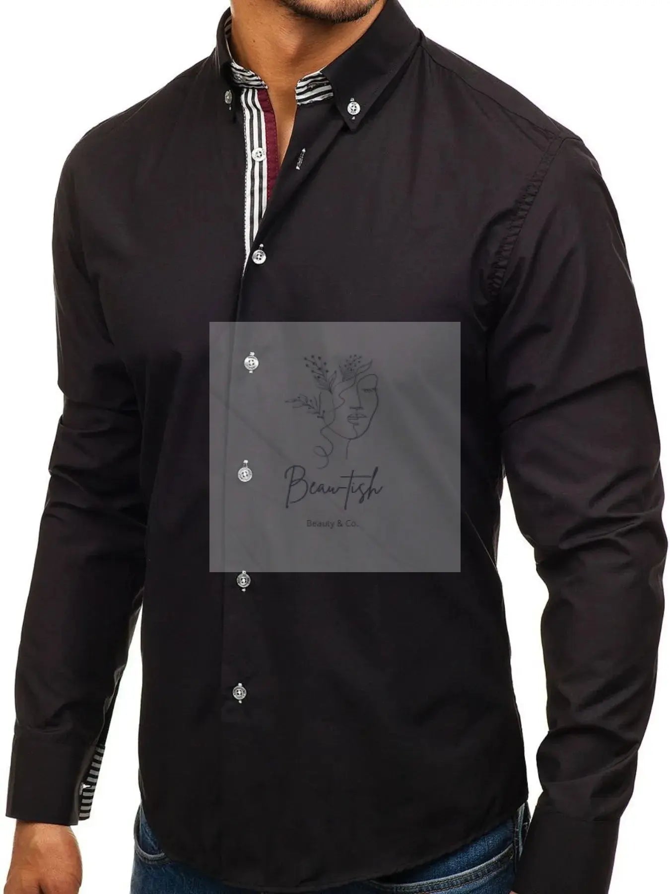 Men's Button-Down Shirt with Striped Detail