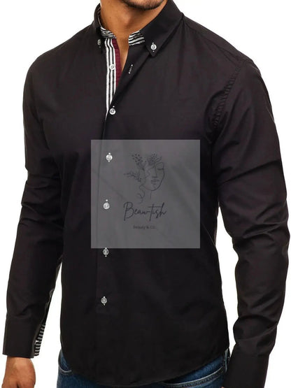 Men's Button-Down Shirt with Striped Detail