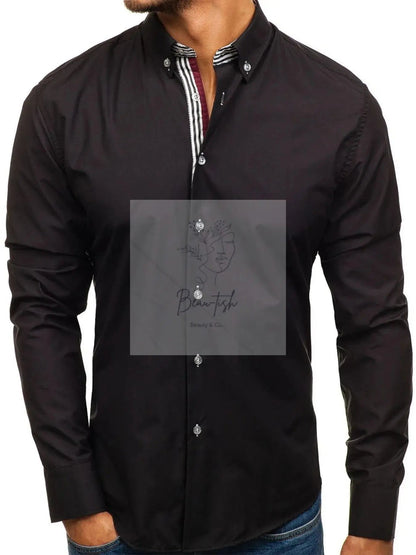 Men's Button-Down Shirt with Striped Detail