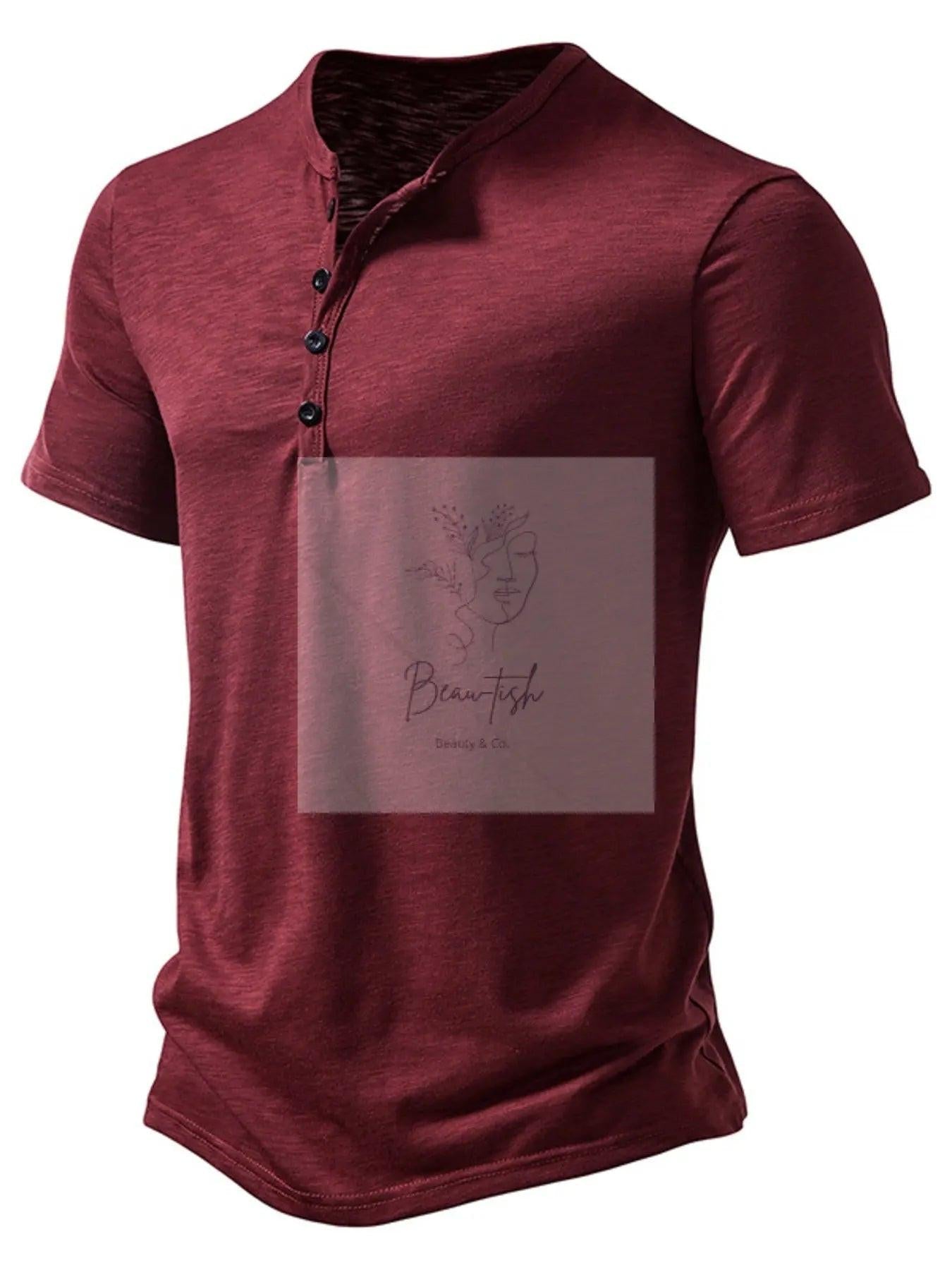 Men's Casual Button Detail T-Shirt