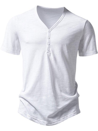 Men's Casual Button Detail T-Shirt