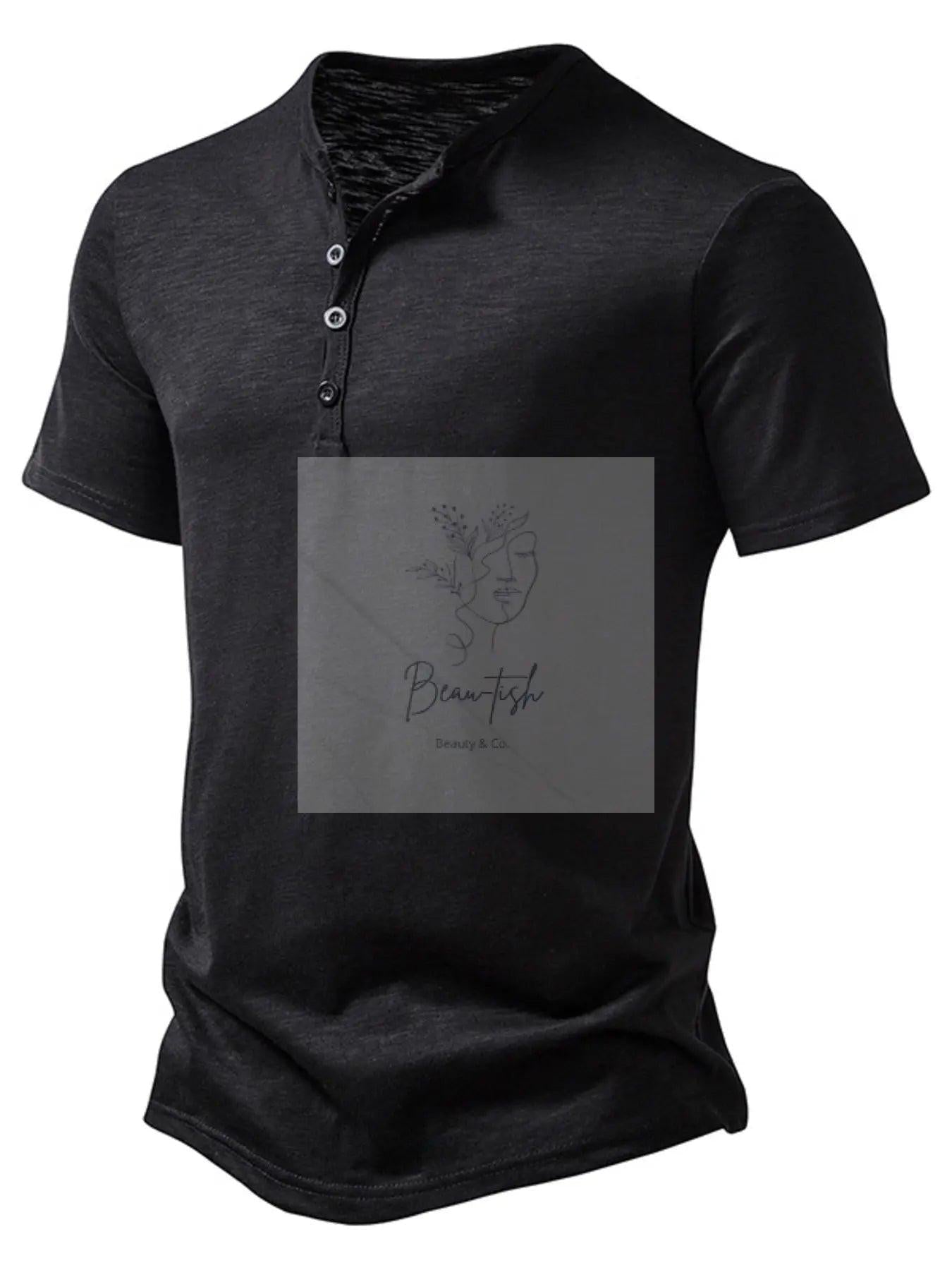 Men's Casual Button Detail T-Shirt