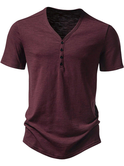 Men's Casual Button Detail T-Shirt
