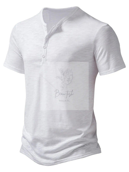 Men's Casual Button Detail T-Shirt