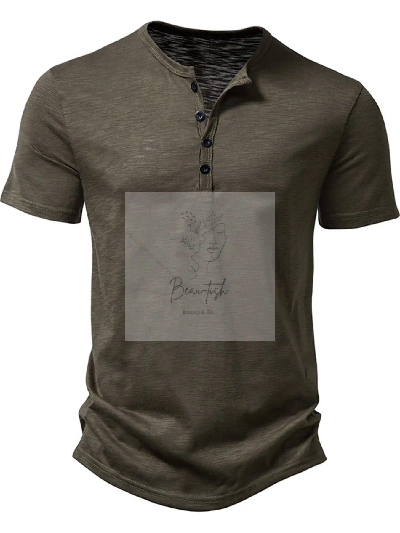 Men's Casual Button Detail T-Shirt