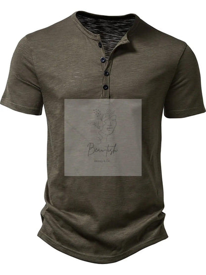 Men's Casual Button Detail T-Shirt