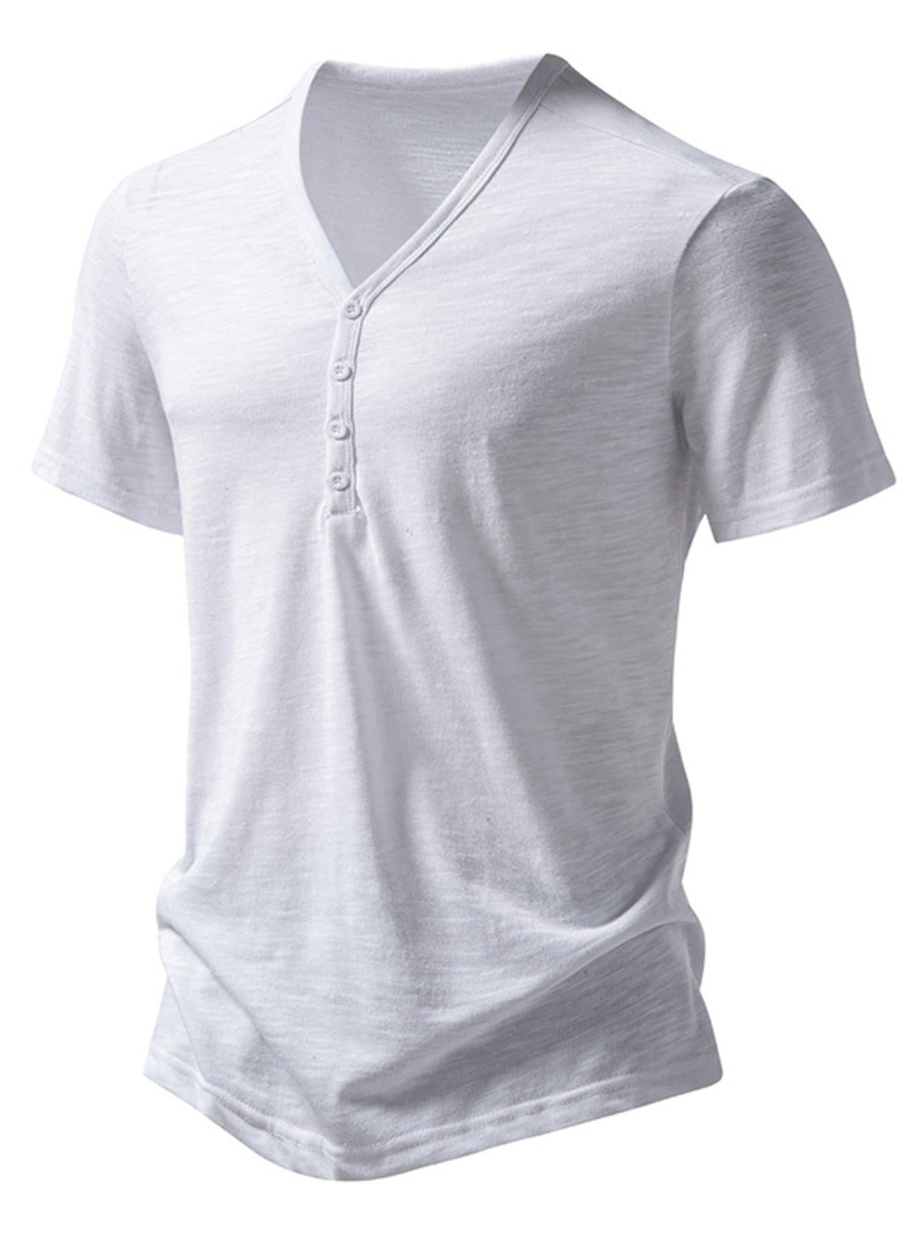 Men's Casual Button Detail T-Shirt