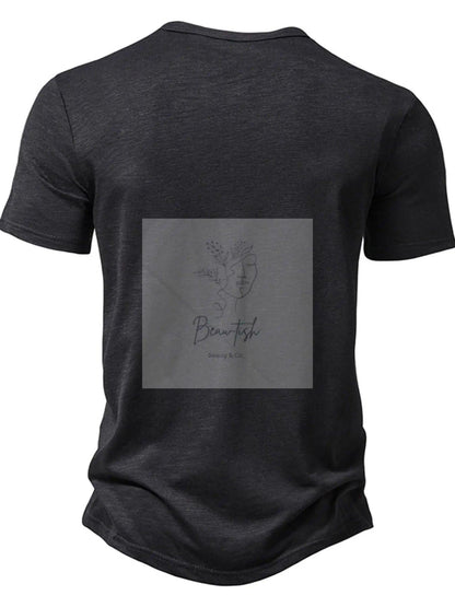 Men's Casual Button Detail T-Shirt