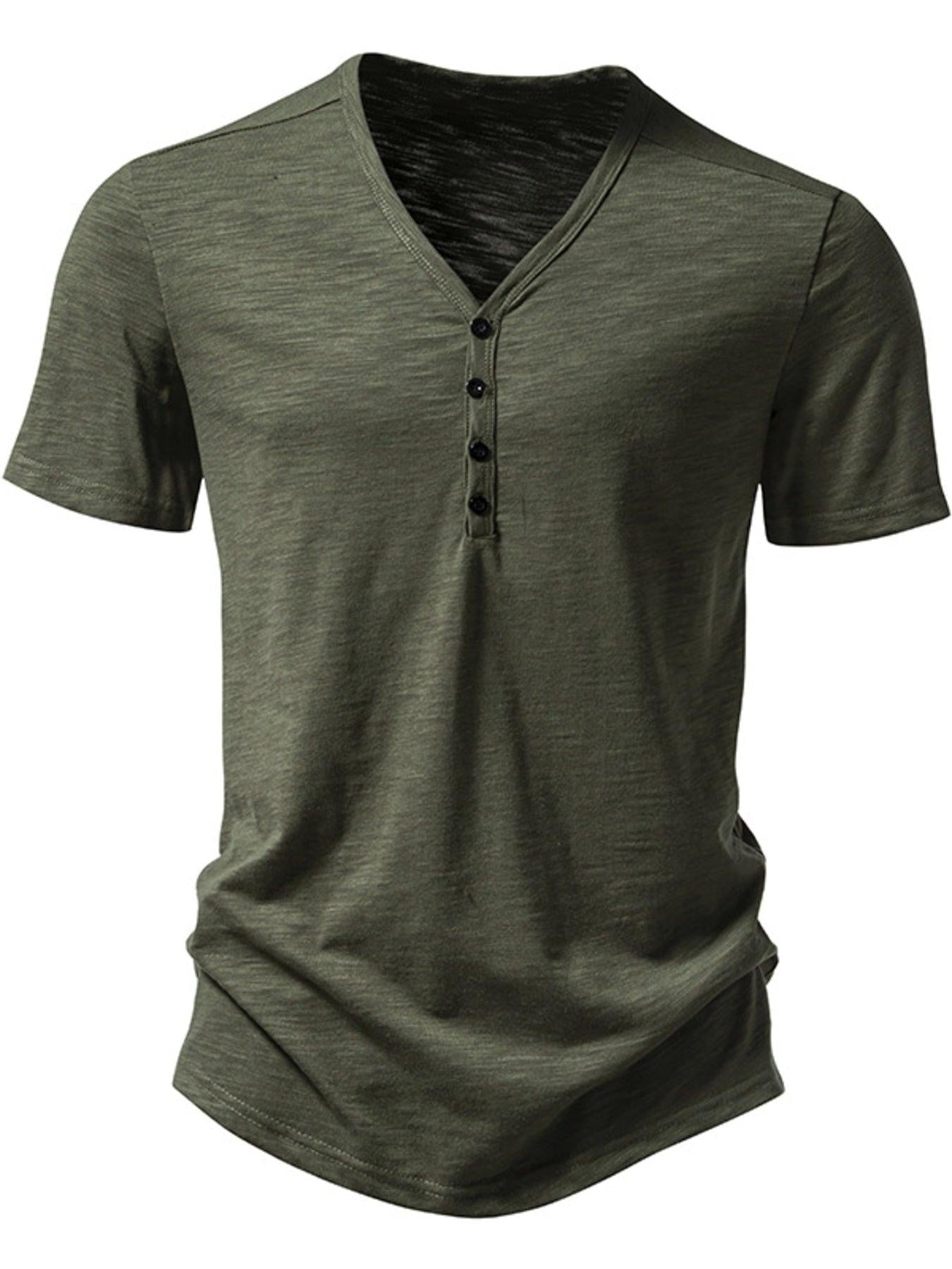 Men's Casual Button Detail T-Shirt