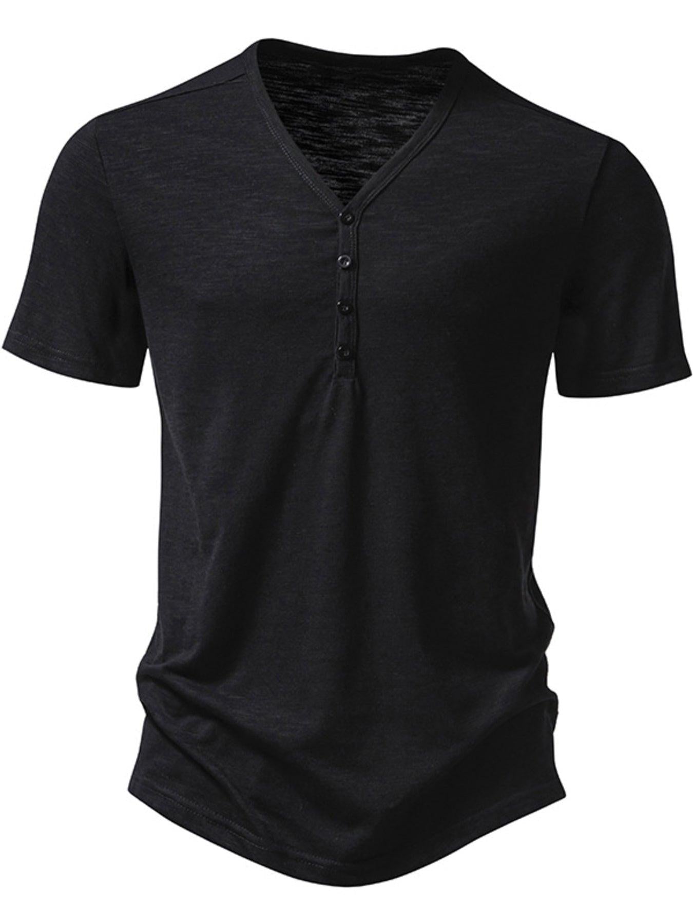 Men's Casual Button Detail T-Shirt