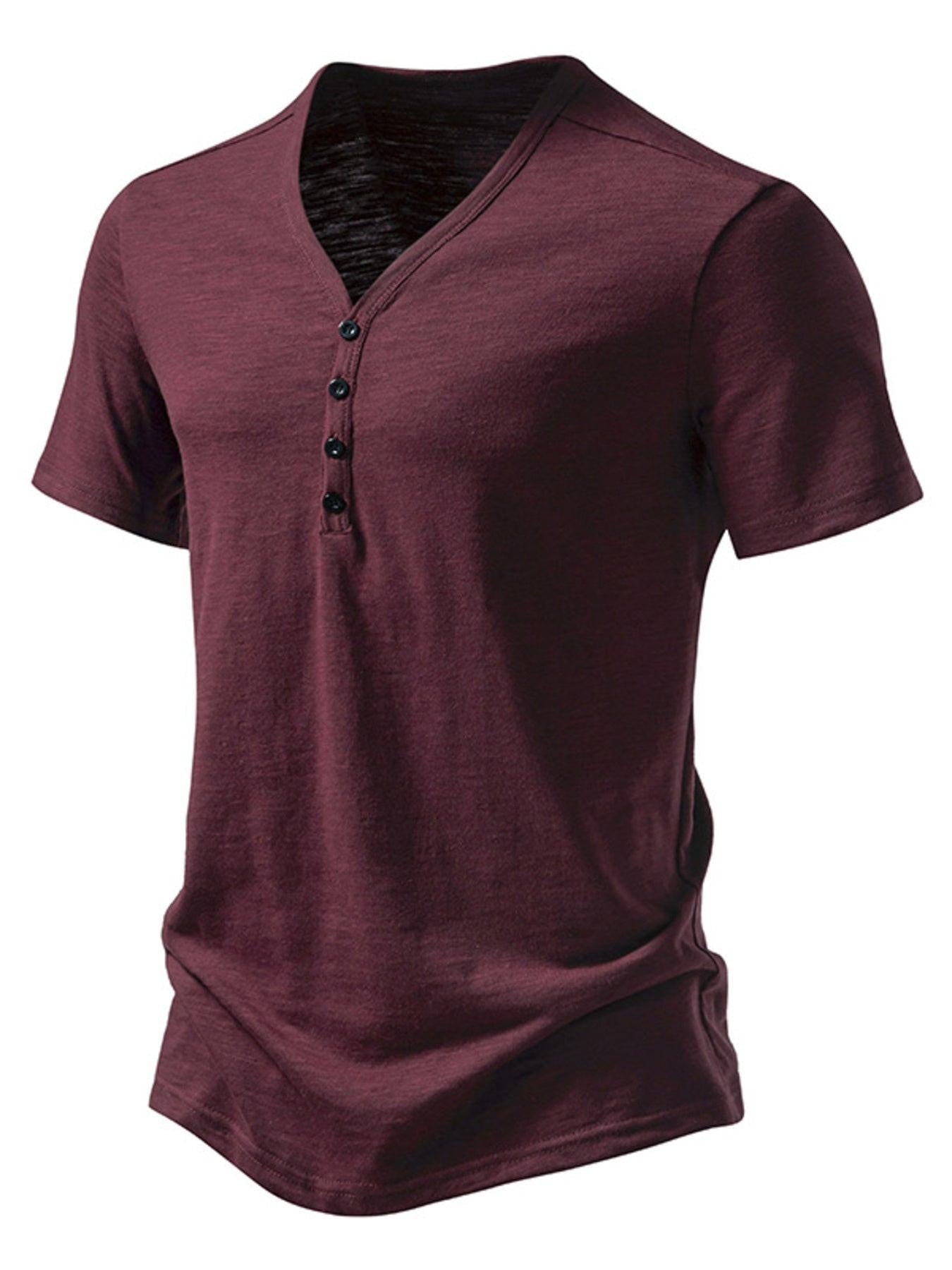 Men's Casual Button Detail T-Shirt