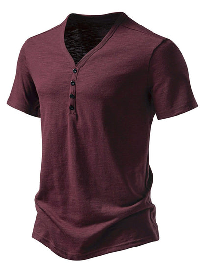 Men's Casual Button Detail T-Shirt