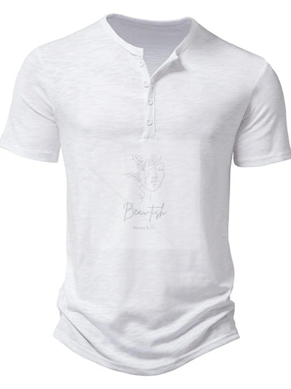 Men's Casual Button Detail T-Shirt