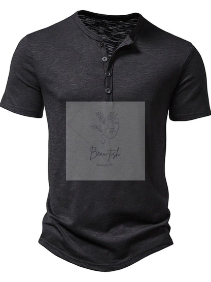Men's Casual Button Detail T-Shirt