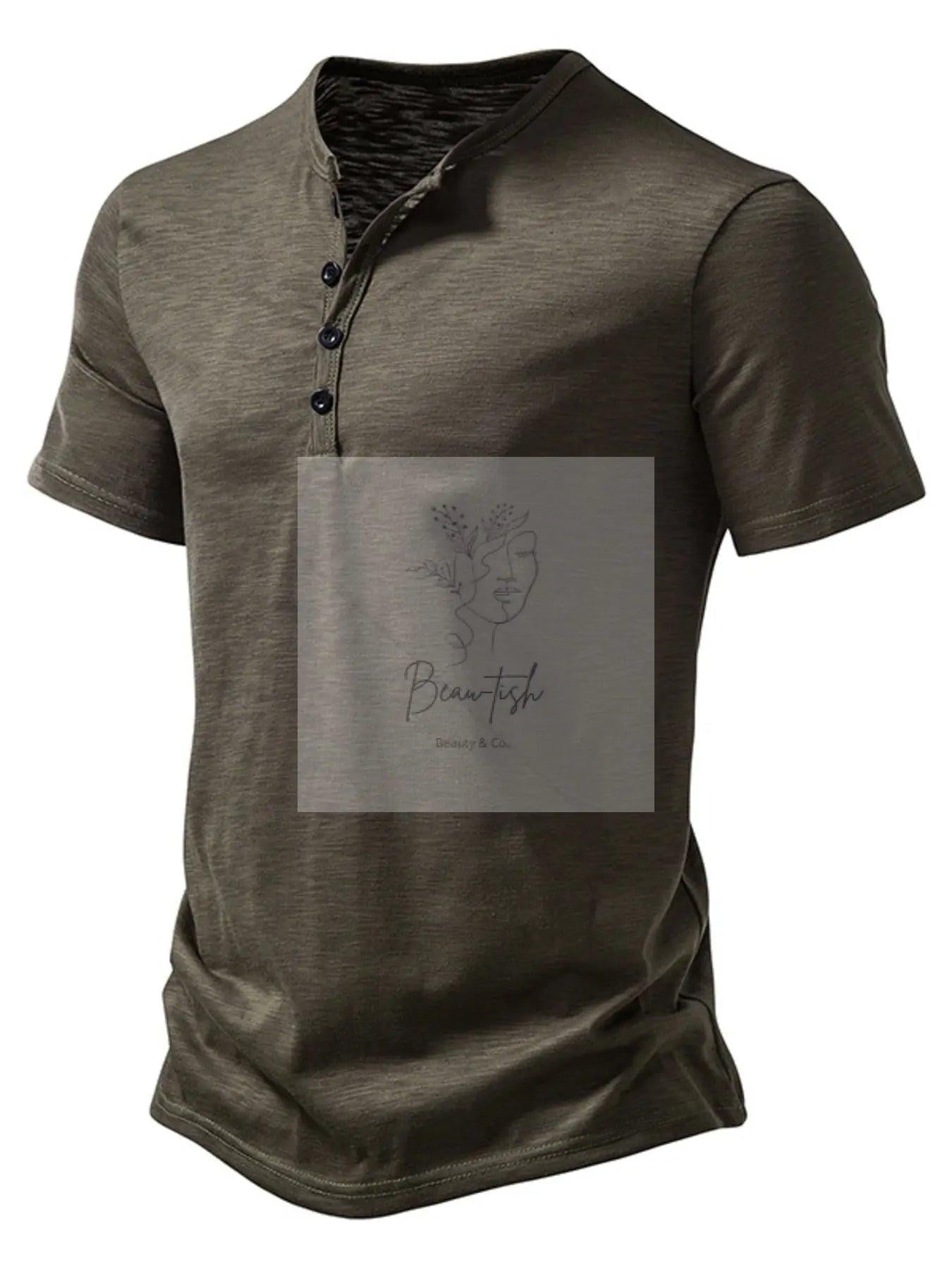 Men's Casual Button Detail T-Shirt