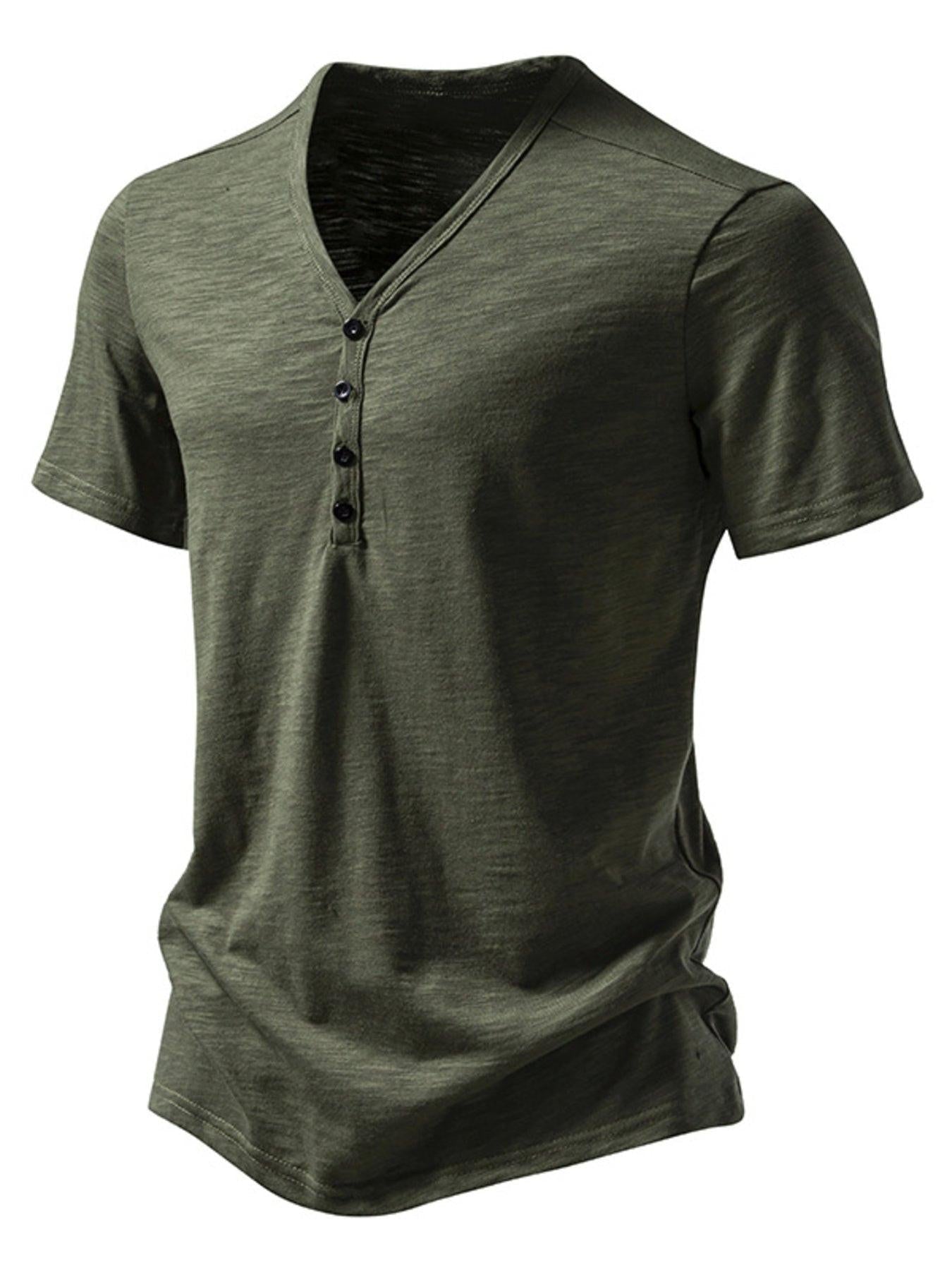 Men's Casual Button Detail T-Shirt
