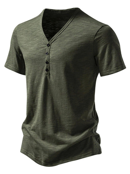 Men's Casual Button Detail T-Shirt