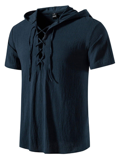 Men's Casual Lace-Up Hooded Top